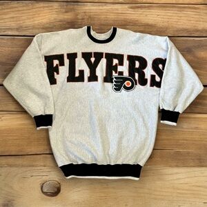 Vintage 90’s Philadelphia Flyers Sweatshirt Size XL Big Logo Spell Out Made USA